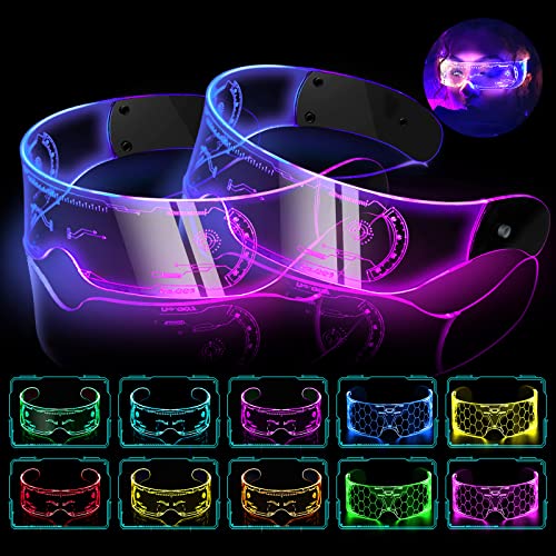 flintronic 2 Paar Cyberpunk LED Brille, LED Leuchtende Brille, Funny Brille, Festival Cool Stuff für Cyberpunk Cosplay, Bar, Club, Partybrille flintronic 2 Paar Cyberpunk LED Brille, LED Leuchtende Brille, Funny Brille, Festival Cool Stuff für Cyberpunk Cosplay, Bar, Club, Partybrille von flintronic