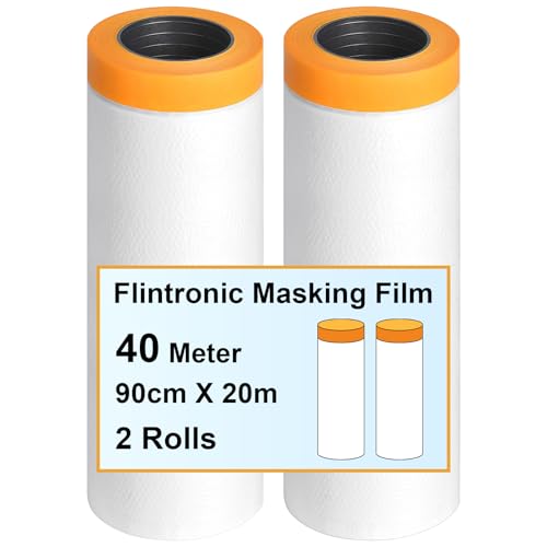 flintronic 2 x Abdeckfolie mit Klebeband, 90cm x 20m Selbstklebende Malerfolie Malerband, Zum Schutz von Autos Wänden Staub & Spritzschutz, für Innen Selbstklebende Malerfolie mit Klebeband flintronic 2 x Abdeckfolie mit Klebeband, 90cm x 20m Selbstklebende Malerfolie Malerband, Zum Schutz von Autos Wänden Staub & Spritzschutz, für Innen Selbstklebende Malerfolie mit Klebeband von flintronic