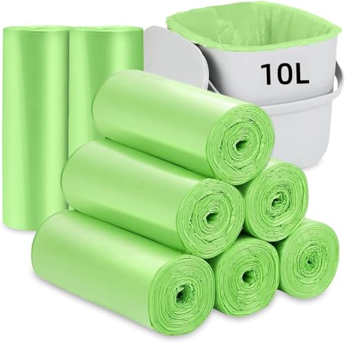 flintronic 200 Stück Biologisch Müllbeutel, Abbaubar Maisstärke Material, 10Liter Bio Müllbeutel, Küchen Lebensmittel Abfallbeutel für Küche, Büro, Wohnzimmer (45 * 50cm, Grün) von flintronic
