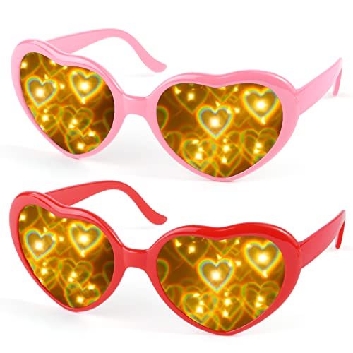 flintronic 2 Stücke Herze Brille, 3D Herz Glasses Beugungs Brille, Sonnenbrille Partybrillen, Retro Stil Festivalbrillen Brille für Raves, Musikfestivals, Kostümpartys, Karneval, Rosa+Rot flintronic 2 Stücke Herze Brille, 3D Herz Glasses Beugungs Brille, Sonnenbrille Partybrillen, Retro Stil Festivalbrillen Brille für Raves, Musikfestivals, Kostümpartys, Karneval, Rosa+Rot von flintronic