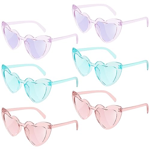 flintronic 6 Paar Hippie Herzförmige Brille, Transparente Candy Color Sonnenbrille für Geburtstagsfeier, Halloween, LNeuheit Party ustige Partybrillen für Erwachsene, Jungen und Mädchen von flintronic