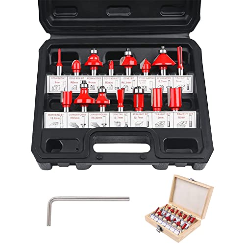 flintronic Fräser-Set, 6.35MM Fräsen Werkzeug Set, 15-tlg Holzkoffer Geschmiedeter Werkzeugstahl Oberfräser, Bündigfräser, Holzschneider mit Kunststoff-Box, Bodenreinigung für Holzbearbeitung flintronic Fräser-Set, 6.35MM Fräsen Werkzeug Set, 15-tlg Holzkoffer Geschmiedeter Werkzeugstahl Oberfräser, Bündigfräser, Holzschneider mit Kunststoff-Box, Bodenreinigung für Holzbearbeitung von flintronic