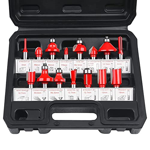 flintronic Fräser-Set, 8MM Fräsen Werkzeug Set, 15-tlg Holzkoffer Geschmiedeter Werkzeugstahl Oberfräser, Bündigfräser, Holzschneider mit Kunststoff-Box, Bodenreinigung für Holzbearbeitung flintronic Fräser-Set, 8MM Fräsen Werkzeug Set, 15-tlg Holzkoffer Geschmiedeter Werkzeugstahl Oberfräser, Bündigfräser, Holzschneider mit Kunststoff-Box, Bodenreinigung für Holzbearbeitung von flintronic
