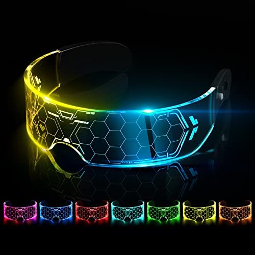 flintronic Cyberpunk LED Brille, LED Leuchtende Brille, Funny Brille, Festival Cool Stuff für Cyberpunk Cosplay, Bar, Club, Partybrille von flintronic
