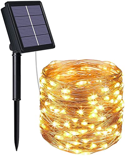 flintronic Solar Lichterkette Aussen, 10M 100 LED Solar Lichterket IP64 Wasserdicht, 8 Modi, für Garten, Bäume, Terrasse, Weihnachten, Hochzeiten, Partys, Warmweiß von flintronic