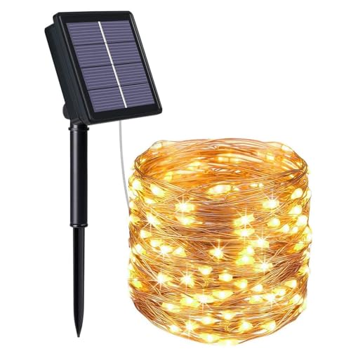 flintronic Solar Lichterketten, 22M 200 LED Solar Lichterkette Aussen IP64 Wasserdicht, 8 Modi Lichterkette Außen für Garten, Bäume, Terrasse, Weihnachten, Hochzeiten, Partys - Warmweiß von flintronic