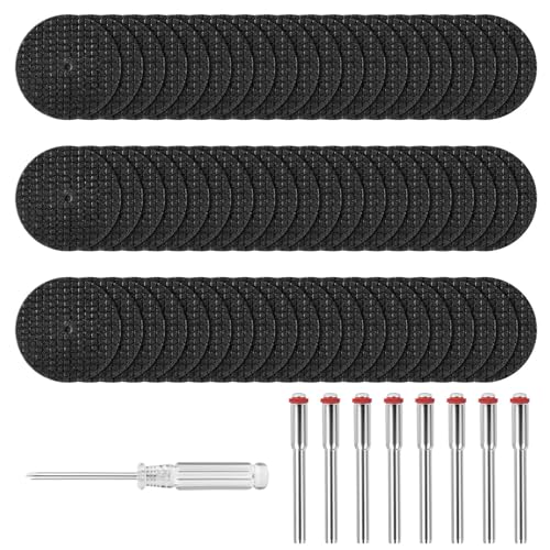 flintronic Trennscheiben für Dremel, 60 Stück Harz-Kreissägeblätter, 8 SC-Spindeln, 1 Schraubendreher, 32 mm Doppelmaschen-Trennscheibe, Zubehör für Elektrische Mini-Schleifmaschinen von flintronic