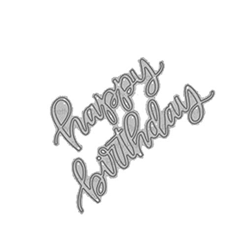 floatofly Happy Birthday Stanzschablonen, Drahtgeflecht, Karbonstahl, Stanzschablone, DIY-Stanzform-Set, Scrapbook, Prägung, Papierkarten, Dekoration, Silber von floatofly