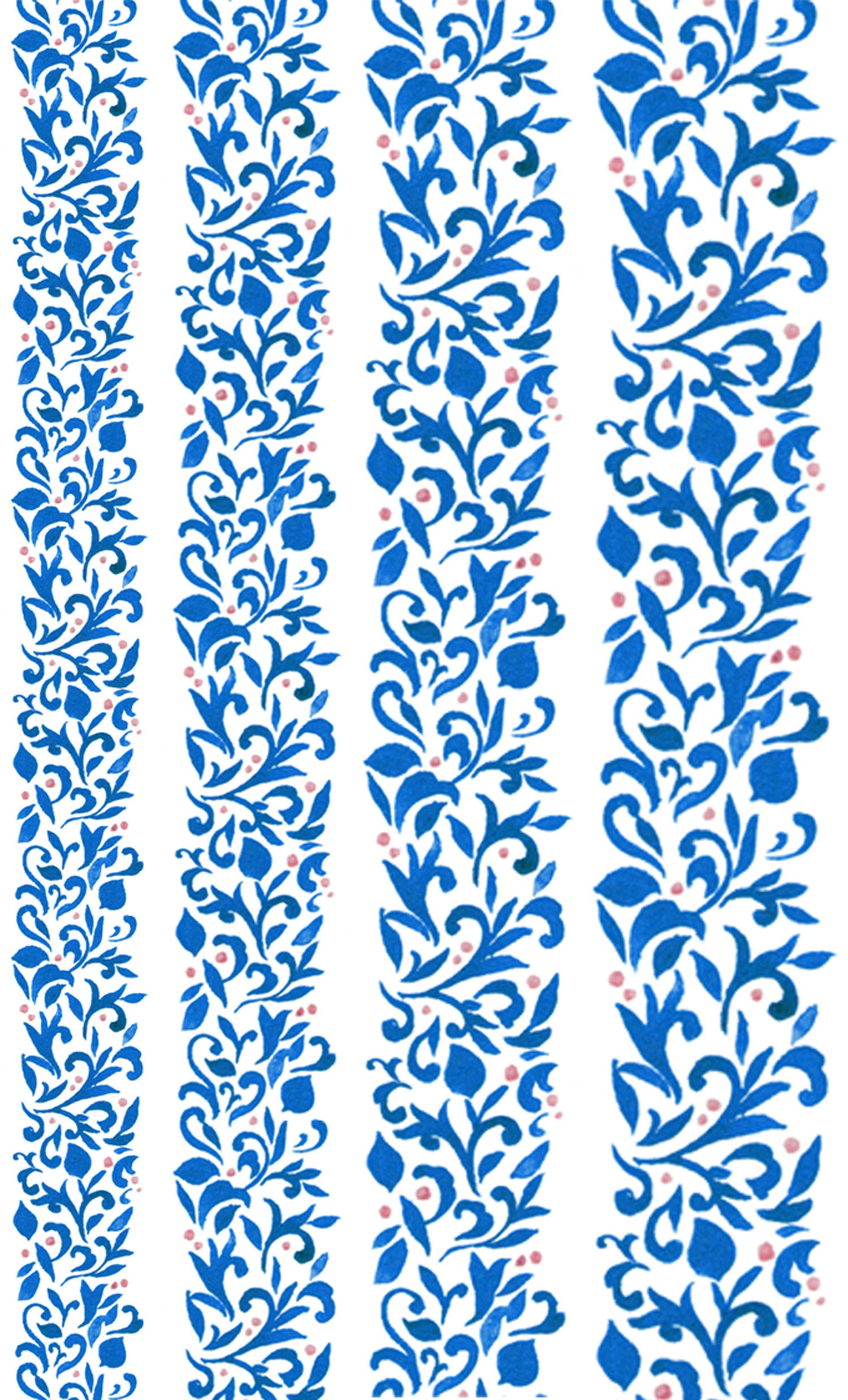 Nagel Aufkleber | 5 Blatt Brilliant Blue Vines & Leaves With Tiny Pink Flowers Flonz 102-314 von flonz