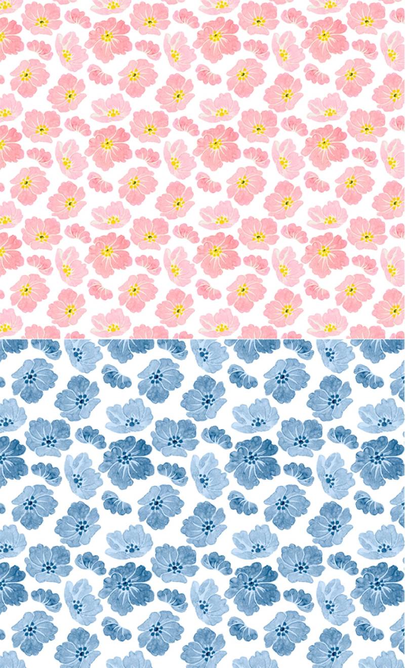 Nagel Aufkleber | 5 Blatt Hellrosa Und Blau Blümchen Flonz 102-311 von flonz