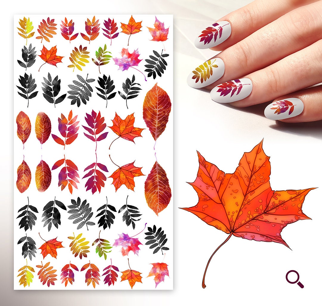 Nagel Aufkleber | 5 Blatt Herbst Jahreszeit Blätter Farbpalette Flonz 101-220 von flonz
