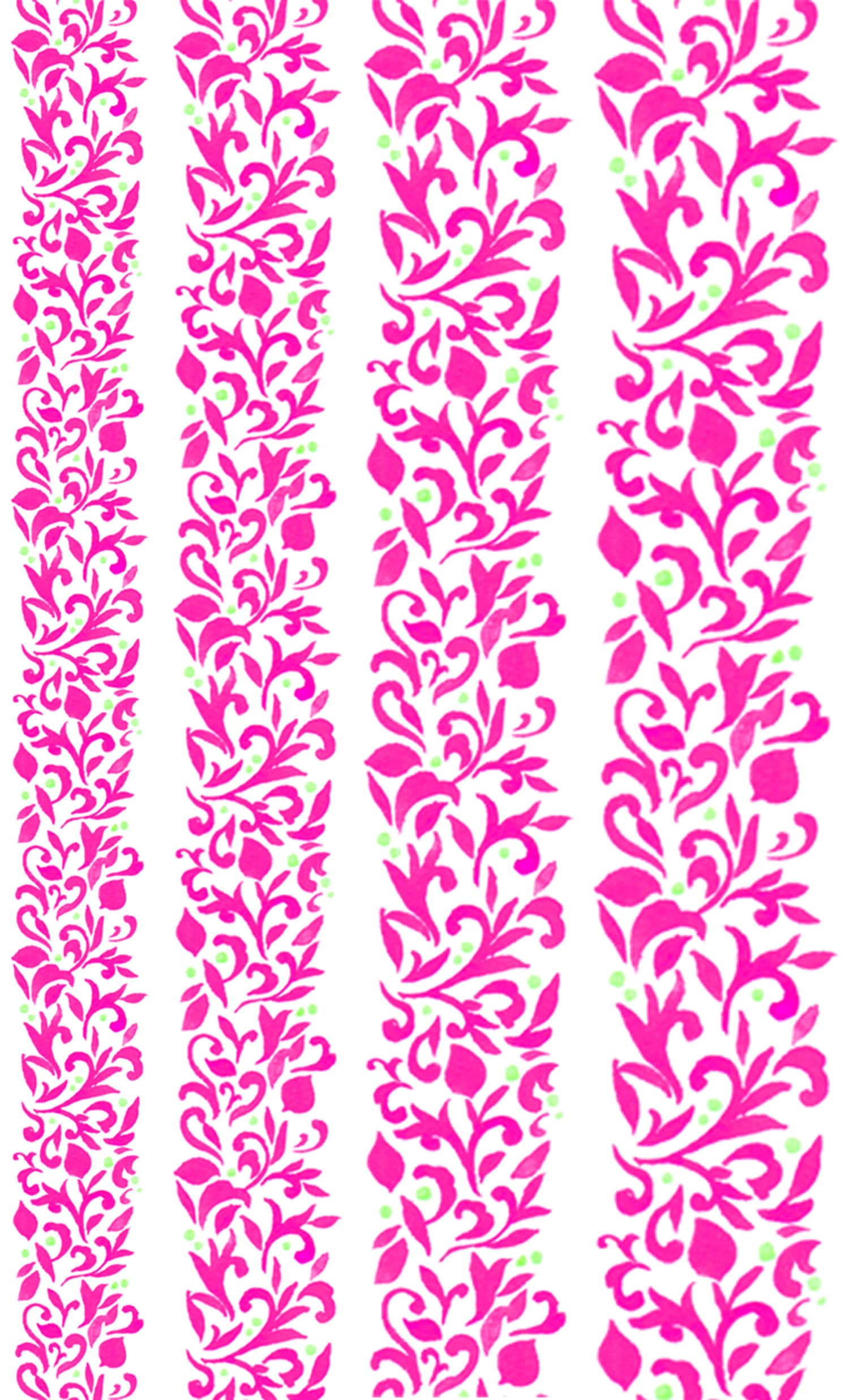 Nagel Aufkleber | 5 Blatt Hot Pink Blätter Und Ranken Grün Tiny Dots Flonz 102-315 von flonz