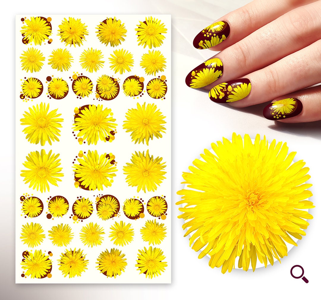 Nagelaufkleber | 5 Blatt Tolle Gelbe Daisy Blumen Süß Sommer Und Frühling Flonz 101-228 von flonz