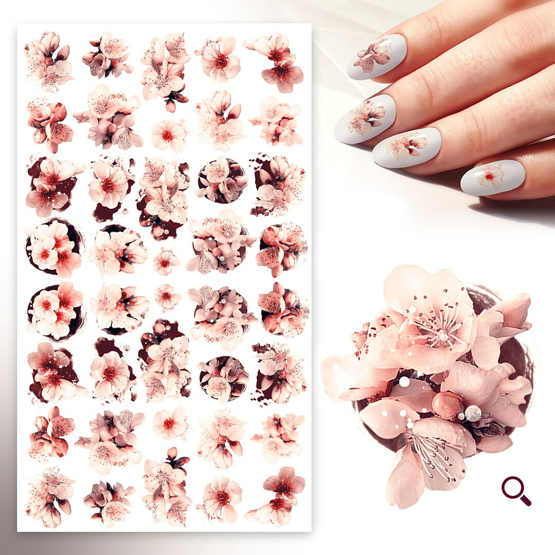 Nagelsticker | 5 Blatt Sakura Blumen Und Blüten Pretty Orange Blooms Flonz 101-216 von flonz