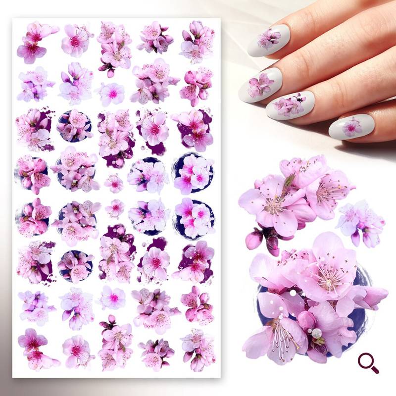 Nagelsticker | 5 Blatt Sakura Blumen Und Blüten Pretty Pink Blooms Flonz 101-215 von flonz