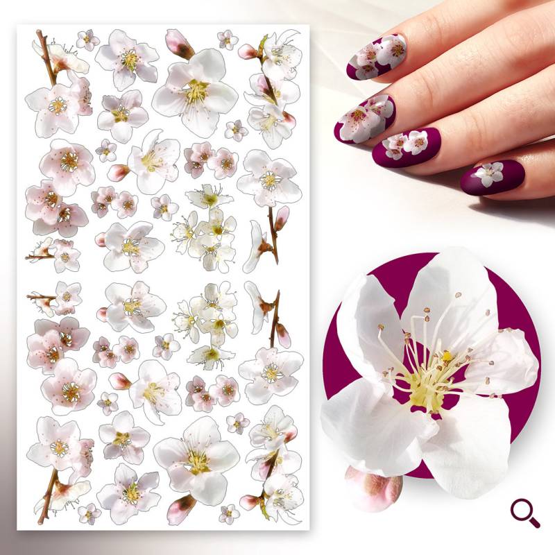 Nageltattoo | 5 Blatt Sakura Kirschblüten Hübsche Blassrosa Knospen Und Blumen Flonz 101-231 von flonz