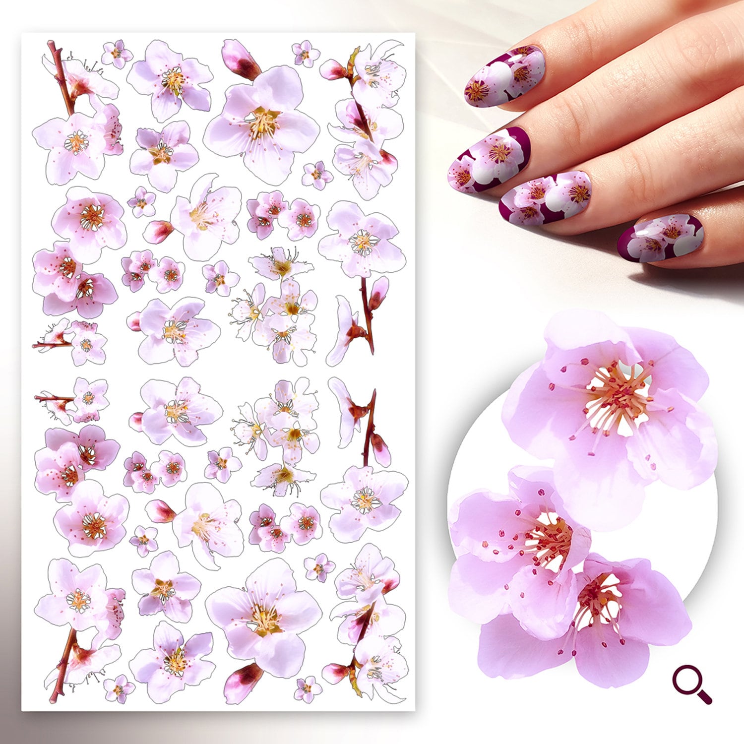 Nageltattoo | 5 Blatt Sakura Kirschblüten Hübsche Hellrosa Knospen Und Blumen Flonz 101-232 von flonz