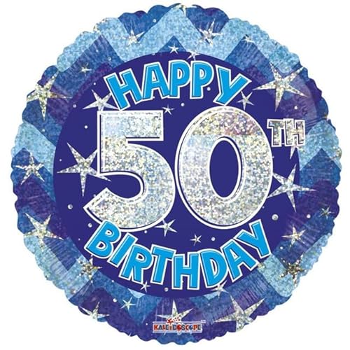 45,7 cm Folien-Heliumballon, holografisch, Happy Birthday Party Deccs (Blau, 50. Geburtstag) von floral supplies