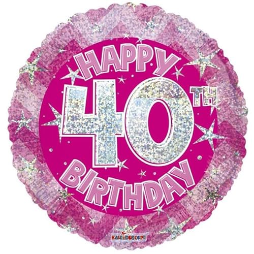 45,7 cm Folien-Heliumballon, holografisch, Happy Birthday Party Deccs (Rosa, 40. Geburtstag) von floral supplies
