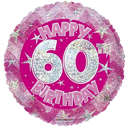 45,7 cm Folien-Heliumballon, holografisch, Happy Birthday Party Deccs (Rosa, 60.) von floral supplies