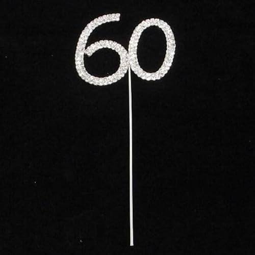 Sparkle & Celebrate! Tortenaufsatz mit Strass-Zahlen, der ultimative Geburtstags- und Jahrestagstorten-Bling (60 (Sixty), Silber) von floral supplies