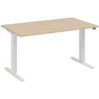 fm Move höhenverstellbarer Schreibtisch ahorn, verkehrsweiß rechteckig T-Fuß-Gestell weiß 160,0 x 80,0 cm von fm