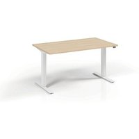 fm Move höhenverstellbarer Schreibtisch ahorn, verkehrsweiß rechteckig T-Fuß-Gestell weiß 180,0 x 80,0 cm von fm