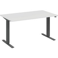 fm Move elektrisch höhenverstellbarer Schreibtisch weiß, anthrazit metallic rechteckig, T-Fuß-Gestell grau 180,0 x 80,0 cm von fm