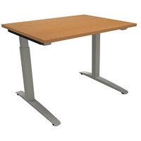 fm Sidney höhenverstellbarer Schreibtisch buche rechteckig, C-Fuß-Gestell Quadratrohr silber 100,0 x 80,0 cm von fm