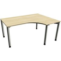 fm Sidney höhenverstellbarer Schreibtisch königsahorn Bogenform, 4-Fuß-Gestell Rundrohr silber 160,0 x 80,0 cm von fm
