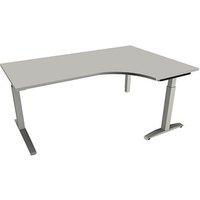 fm Sidney höhenverstellbarer Schreibtisch lichtgrau Bogenform, C-Fuß-Gestell Quadratrohr silber 180,0 x 80,0 cm von fm