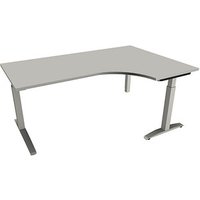 fm Sidney höhenverstellbarer Schreibtisch lichtgrau Bogenform, C-Fuß-Gestell Quadratrohr silber 180,0 x 80,0 cm von fm