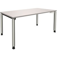 fm Sidney höhenverstellbarer Schreibtisch lichtgrau rechteckig, 4-Fuß-Gestell Rundrohr silber 160,0 x 80,0 cm von fm