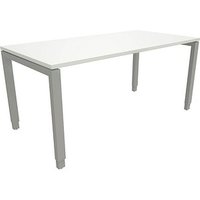 fm Sidney höhenverstellbarer Schreibtisch weiß rechteckig, 4-Fuß-Gestell Quadratrohr silber 160,0 x 80,0 cm von fm
