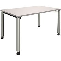 fm fastline höhenverstellbarer Schreibtisch lichtgrau rechteckig, 4-Fuß-Gestell silber 120,0 x 80,0 cm von fm