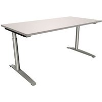 fm fastline höhenverstellbarer Schreibtisch lichtgrau rechteckig, C-Fuß-Gestell Rundrohr silber 160,0 x 80,0 cm von fm