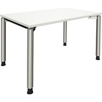 fm fastline höhenverstellbarer Schreibtisch weiß rechteckig, 4-Fuß-Gestell silber 120,0 x 80,0 cm von fm