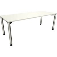 fm fastline höhenverstellbarer Schreibtisch weiß rechteckig, 4-Fuß-Gestell silber 200,0 x 80,0 cm von fm