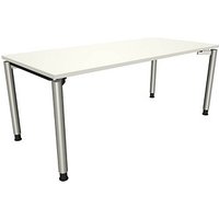 fm fastline höhenverstellbarer Schreibtisch weiß rechteckig 4-Fuß-Gestell silber 180,0 x 80,0 cm von fm