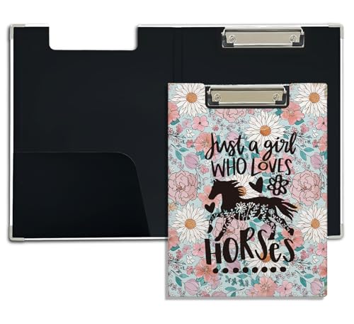 foedor Just A Girl Who Loves Pferde Klemmbrett Folio mit Aufbewahrung, Pferdegeschenke für Mädchen, Blumenästhetisches Klemmbrett für Büros, Schulen, Klassenzimmer, Geschenke für Pferdeliebhaber foedor Just A Girl Who Loves Pferde Klemmbrett Folio mit Aufbewahrung, Pferdegeschenke für Mädchen, Blumenästhetisches Klemmbrett für Büros, Schulen, Klassenzimmer, Geschenke für Pferdeliebhaber von foedor