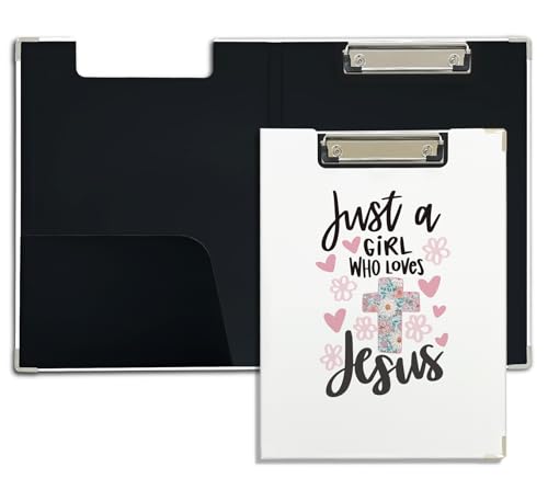 foedor Klemmbrett mit christlichem Bibelvers und Aufbewahrung, christliches Padfolio für Frauen, Just a Girl Who Loves Jesus, Klemmbrett, Ordner, Büro, Schulbedarf foedor Klemmbrett mit christlichem Bibelvers und Aufbewahrung, christliches Padfolio für Frauen, Just a Girl Who Loves Jesus, Klemmbrett, Ordner, Büro, Schulbedarf von foedor