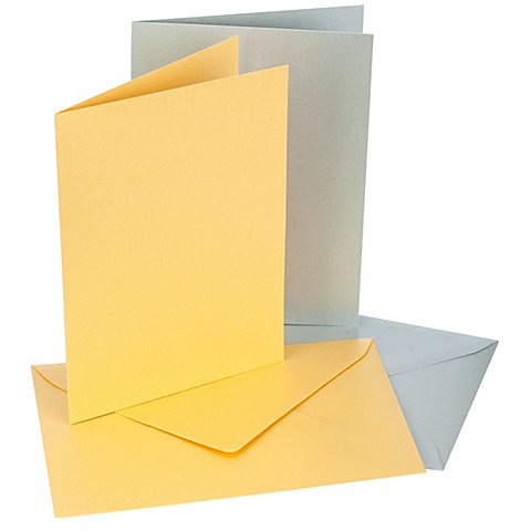 Doppelkarten mit Einleger und Hüllen, gold-silber, A6, je 5 Stück von folia (Bringmann)