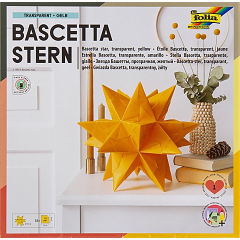 folia Transparentpapier-Faltblätter "Bascetta-Stern", gelb, 20 x 20 cm, 32 Blatt von folia (Bringmann)