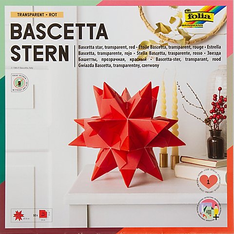 folia Transparentpapier-Faltblätter "Bascetta-Stern", rot, 20 x 20 cm, 32 Blatt von folia (Bringmann)