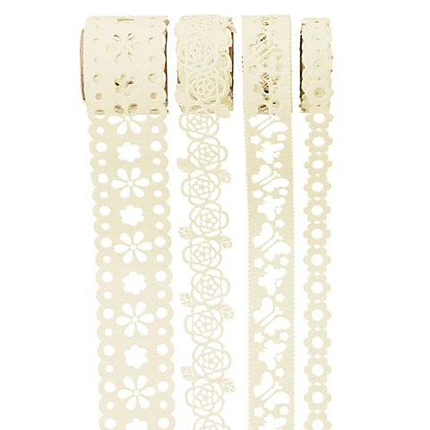 Papierbordüren, weiß, 8–23 mm, 4x 1 m von folia (Bringmann)