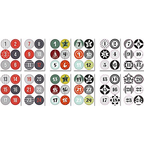 Rund-Sticker "Adventskalender-Zahlen", 72 Stück