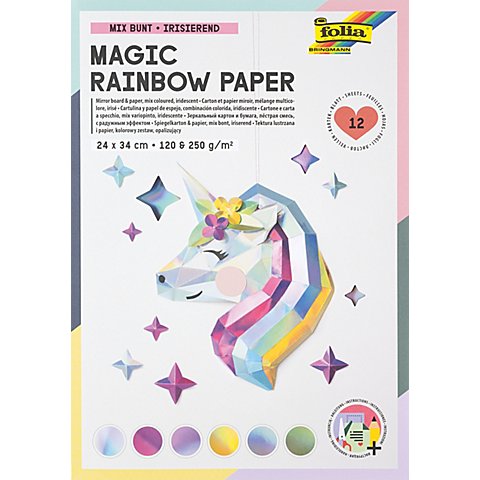 Spiegelkarton "Regenbogen", 24 x 34 cm, 12 Blatt von folia (Bringmann)