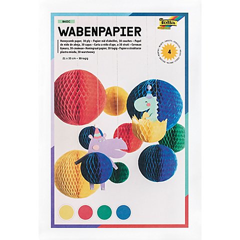 Wabenpapier "Basic", 21 x 33 cm, 4 Blatt von folia (Bringmann)