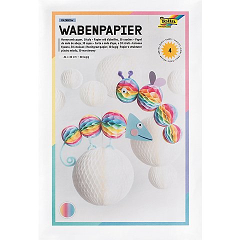Wabenpapier "Regenbogen", 21 x 33 cm, 4 Blatt von folia (Bringmann)