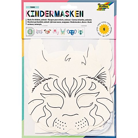 folia Kindermasken "Tiere", 6 verschiedene Motive von folia (Bringmann)